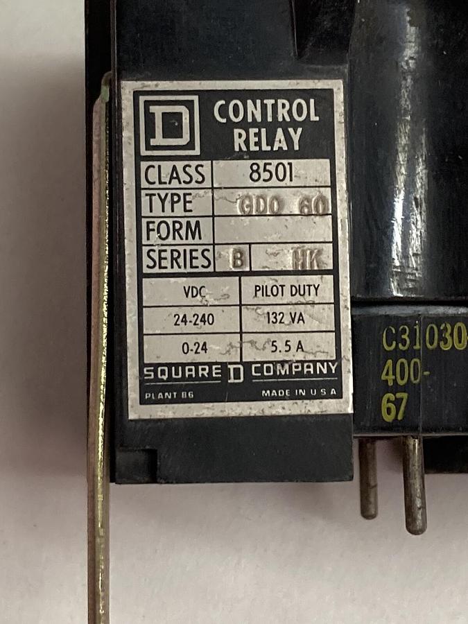 Used Square D,8501 GD0-60,Contactor Series B