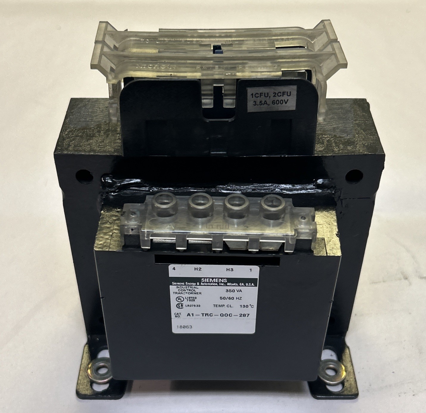 Used SIEMENS,A1-TRC-QOC-287,CONTROL TRANSFORMER 350VA 460/230V PRI 350V SEC
