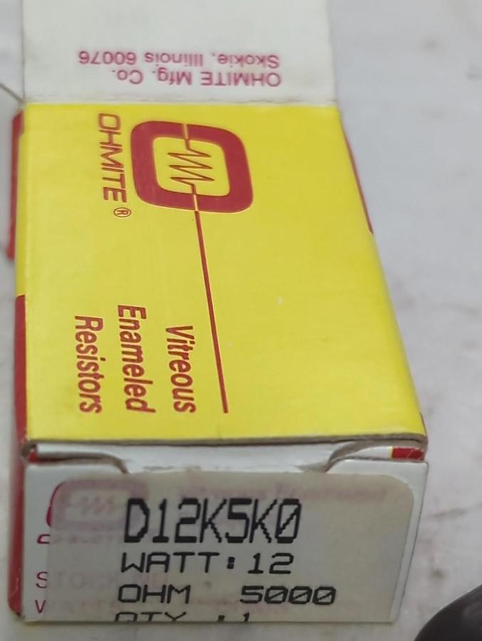 OHMITE,D12K5K0,RESISTOR 12W 5000 OHMS NOS
