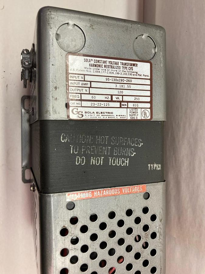 Used Sola,23-22-125,Constant Voltage Transformer 95-130x190-260