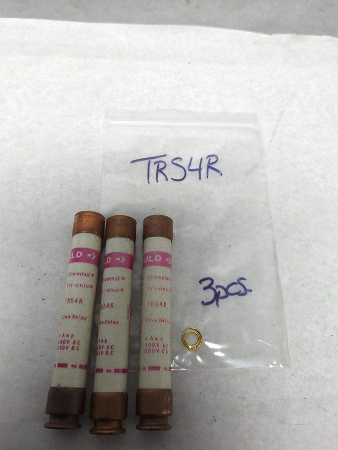 Used GOULD SHAWMUT,TRS4R,TRI-ONIC 4 AMP FUSE LOT OF 3 PRE-OWNED