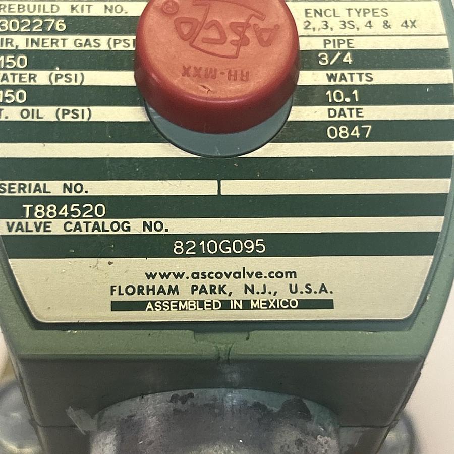 ASCO,8210G095,SOLENOID VALVE 3/4INCH NOS