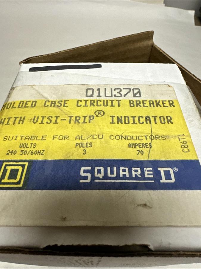 Used Square-D,Q1U370,70 Amp 3 Pole Circuit Breaker