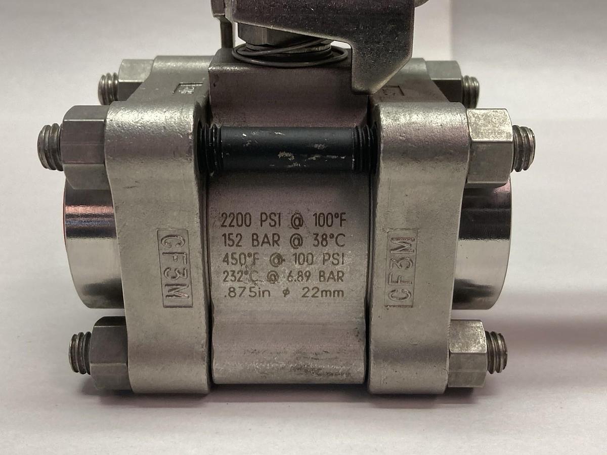 Used Whitey,CF3M SS-65TF12,Ball Valve 1-1/4 inch 2200PSI 152 Bar 100F