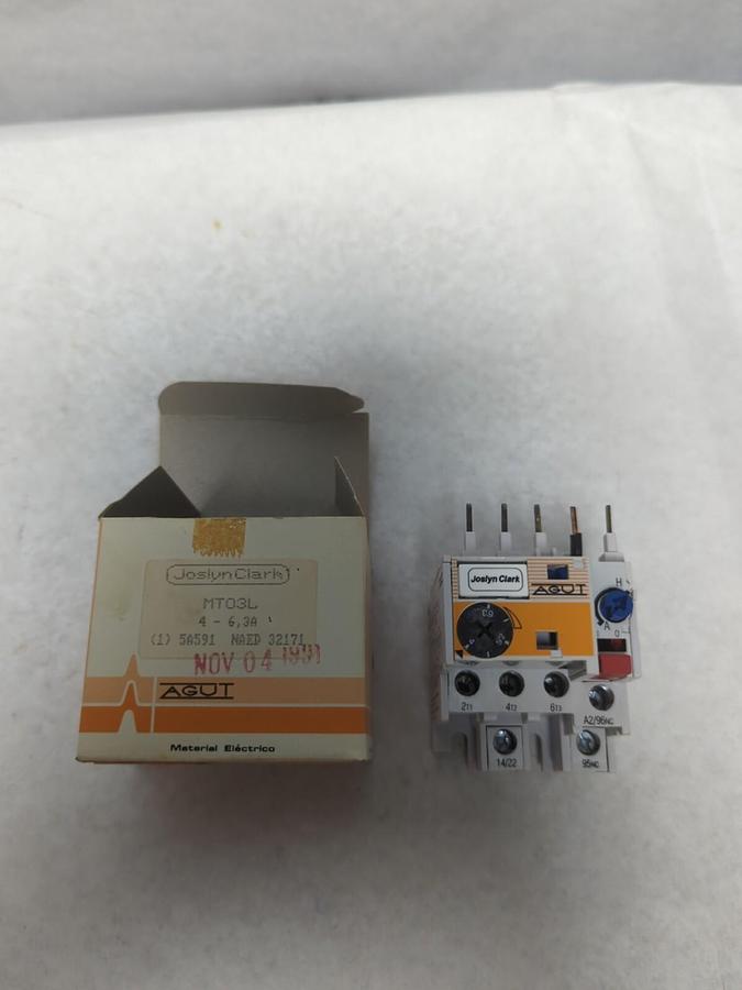 JOSLYN CLARK,MT03L,OVERLOAD RELAY AGUT 4-6.3A 660V NOS