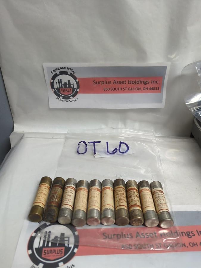 Used GOULD SHAWMUT,OT60,ONE-TIME FUSE 60 AMP LOT OF 10 PRE-OWNED