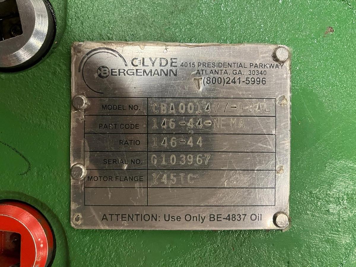 Used Clyde Bergemann,CBA-1477,Carriage Drive Gearbox pinion ratio 146 lance ratio 44