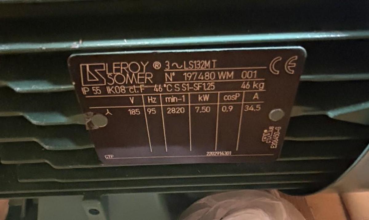 LEROY SOMER,LS132MT,MOTOR 7.5KW 185V 2820RPM 3PH