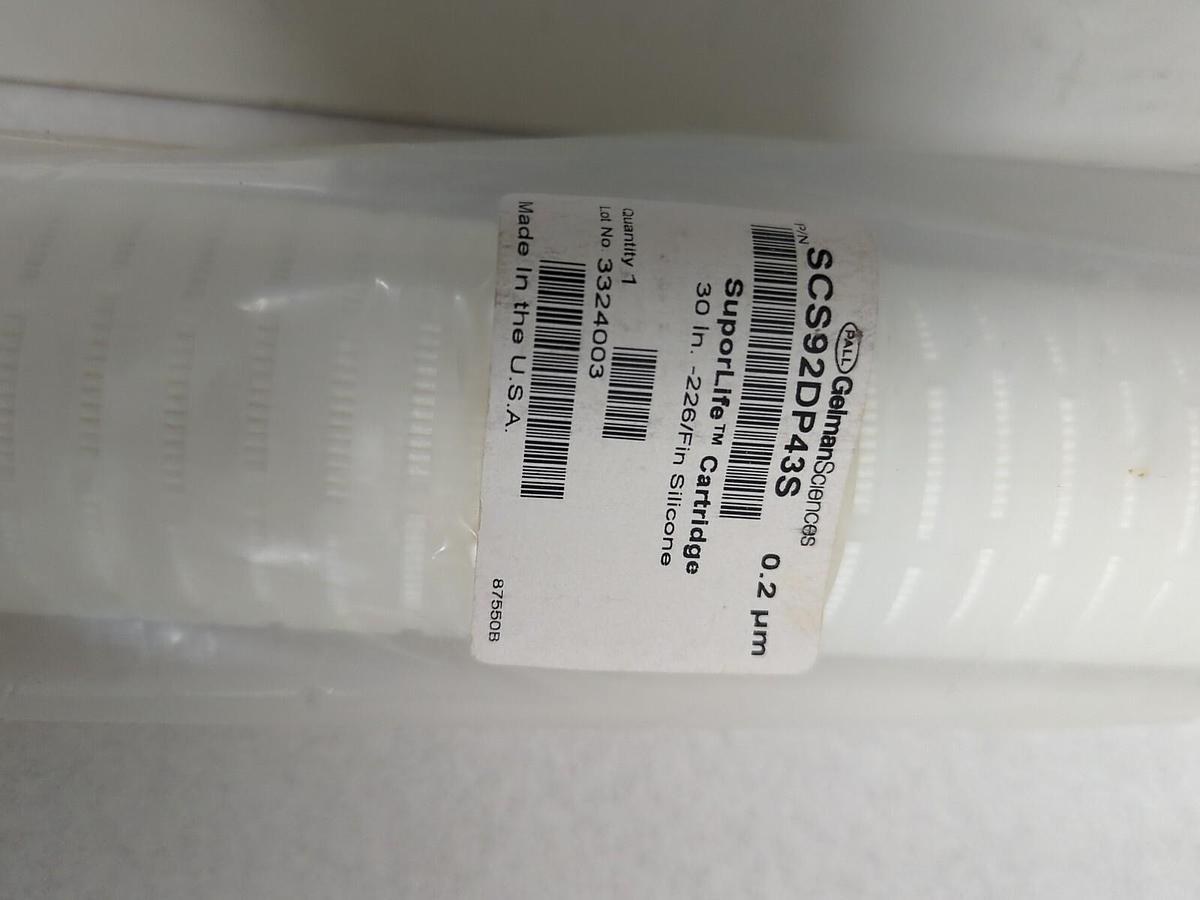Used PALL GELMAN,SCS92DP43S,SUPORTLIFE CARTRIDGE FILTER 30 INCH-226/FIN SILICONE NEW