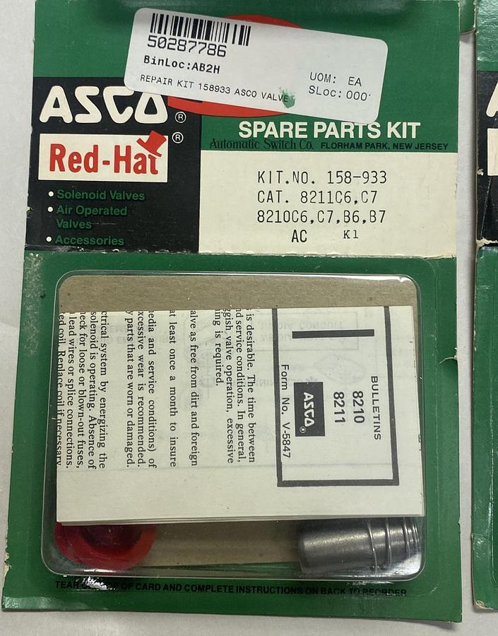 ASCO,158933,REBUILD KIT 8210 AC COIL LOT OF 4 NEW