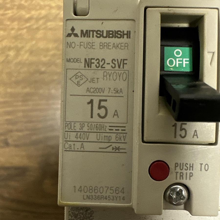 Used Mitsubishi,NF32-SVF,Circuit Breaker 15Amp