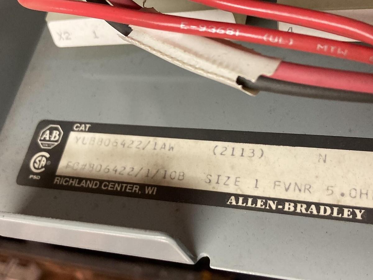 Used Allen-Bradley,2100 2113,Size 1 MCC 12 INCH Starter Bucket 15 Amp Breaker