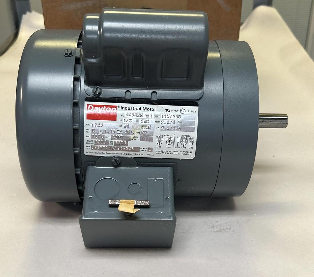 DAYTON,6K342M,INDUSTRIAL MOTOR 1/2HP 115/230V 1725RPM 1PH 56C FRAME