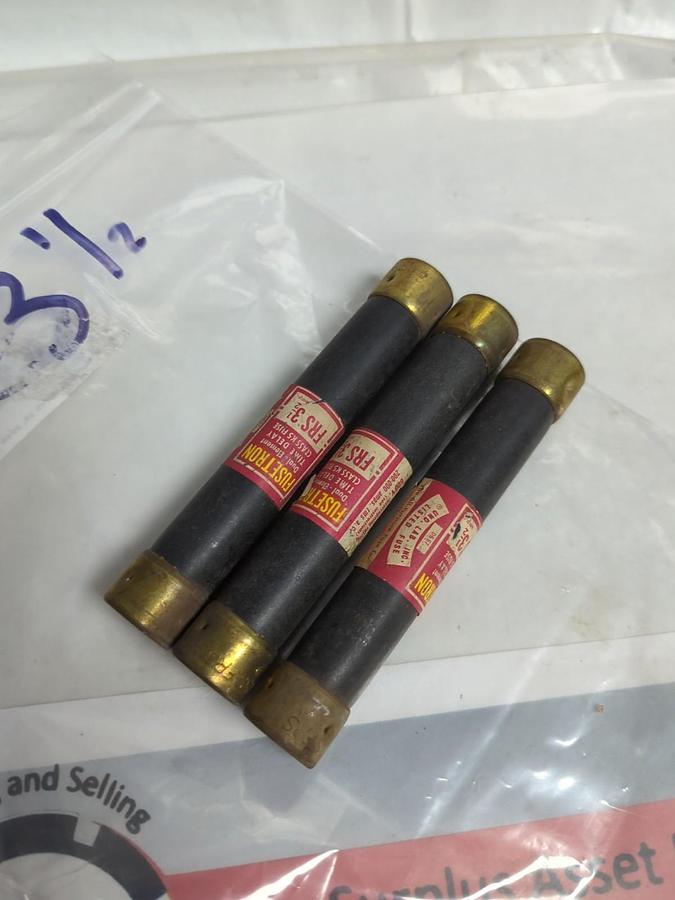 Used COOPER BUSSMANN,FRS-3-1/2,FUSETRON 3-1/2 AMP FUSE LOT OF 3 PRE-OWNED