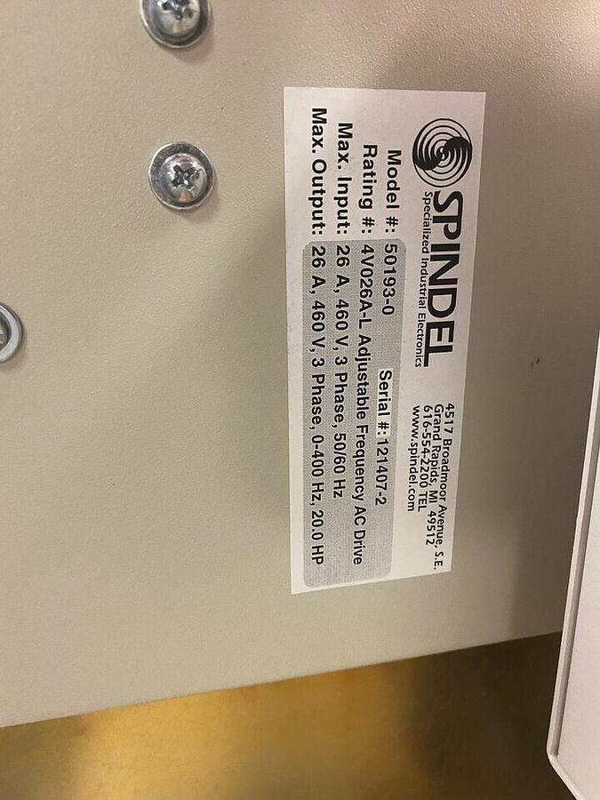 SPINDEL,50193-0,4V026A-L VFD ADJUSTABLE FREQUENCY AC DRIVE 26A 20HP 460V