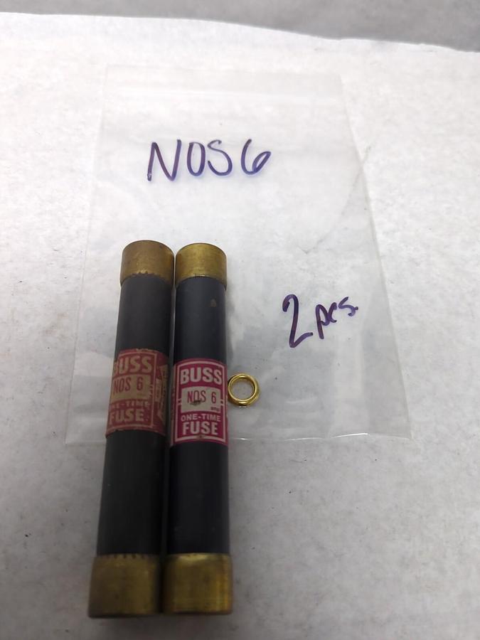 Used COOPER BUSSMANN,NOS6,ONE-TIME 6 AMP FUSE LOT OF 2 PRE-OWNED