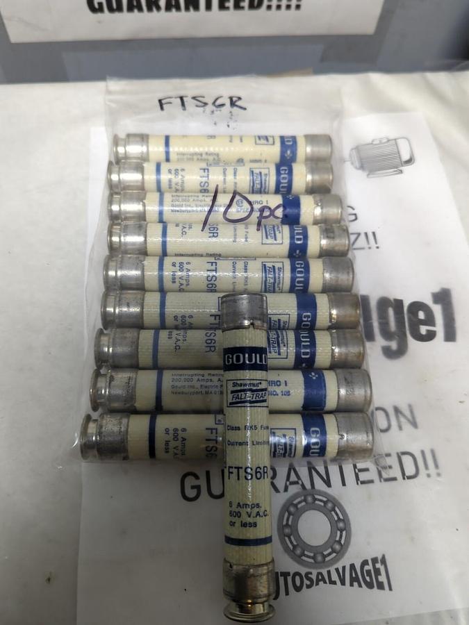 GOULD SHAWMUT,FTS6R,FALT-TRAP 6 AMP FUSE LOT OF 10 NOS