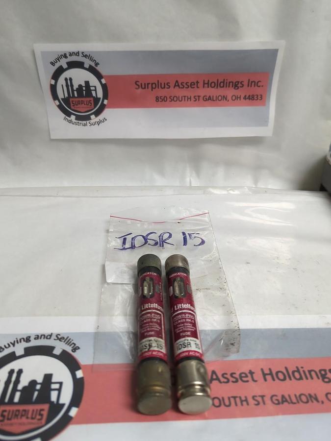 Used LITTELFUSE,IDSR-15,INDICATOR 15 AMP FUSE LOT OF 2 PRE-OWNED