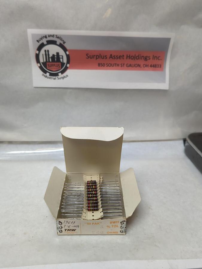TRW,BWH-240,GENERAL PURPOSE RESISTOR 240 OHMS 5% TOL BOX OF 50 PCS NOS