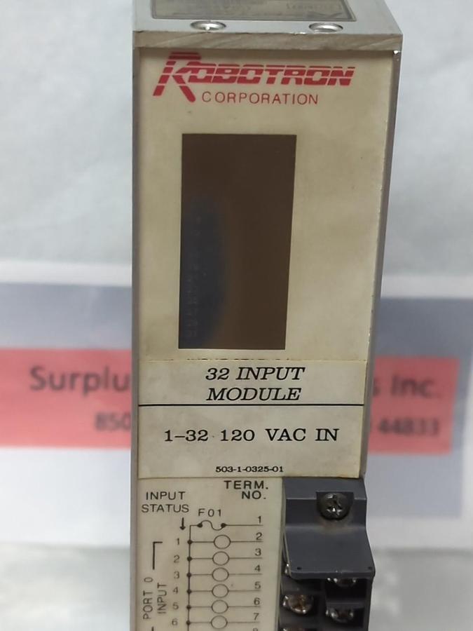 Used ROBOTRON,503-1-0325-0,INPUT MODULE 1-32 120VAC PRE-OWNED