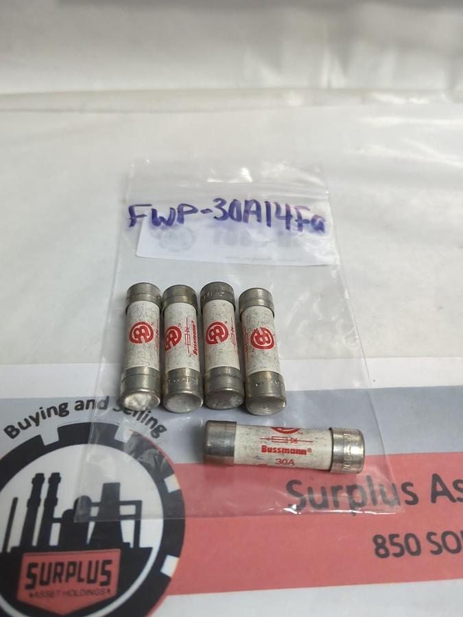 Used COOPER BUSSMANN,FWP-30A14Fa,FUSE 30 AMP FUSE LOT OF 5 PRE-OWNED
