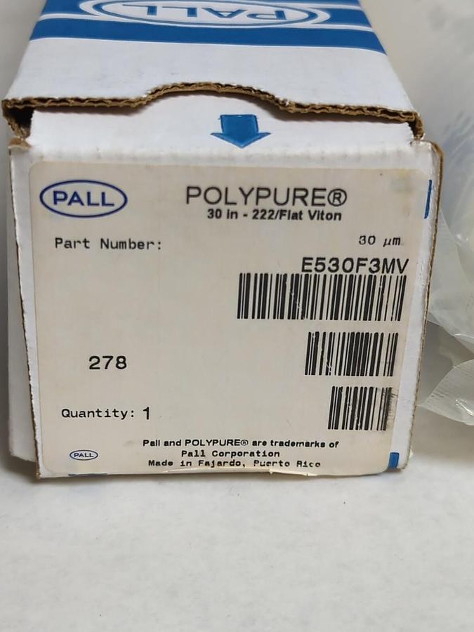 PALL,E530F3MV,POLYPURE FILTER FOR LIQUID FOOD & BEVERAGE 30 IN-222/FLAT VITRON