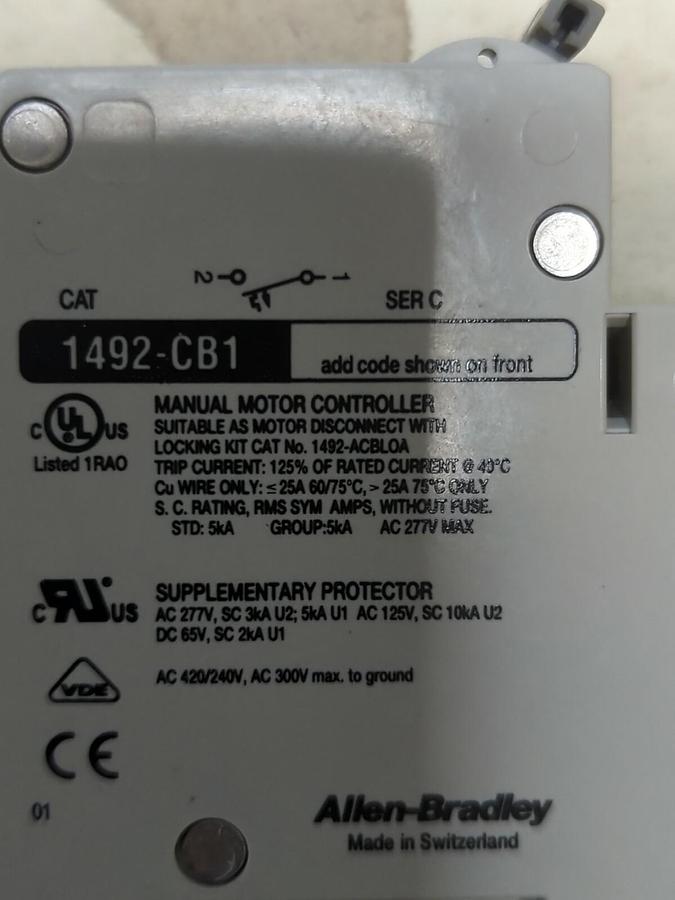 ALLEN BRADLEY,1492-CB1G005,.5 AMP CIRCUIT BREAKER NOS