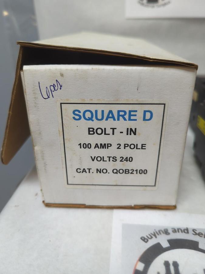Used SQUARE D,QOB2100,CIRCUIT BREAKER 100 AMP 2-POLE LOT OF 6 PRE-OWNED