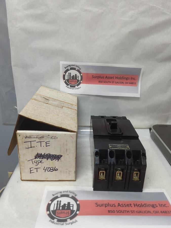 Used I.T.E,TYPE ET4036,F-FRAME CIRCUIT BREAKER 70 AMP 3-POLE PRE-OWNED