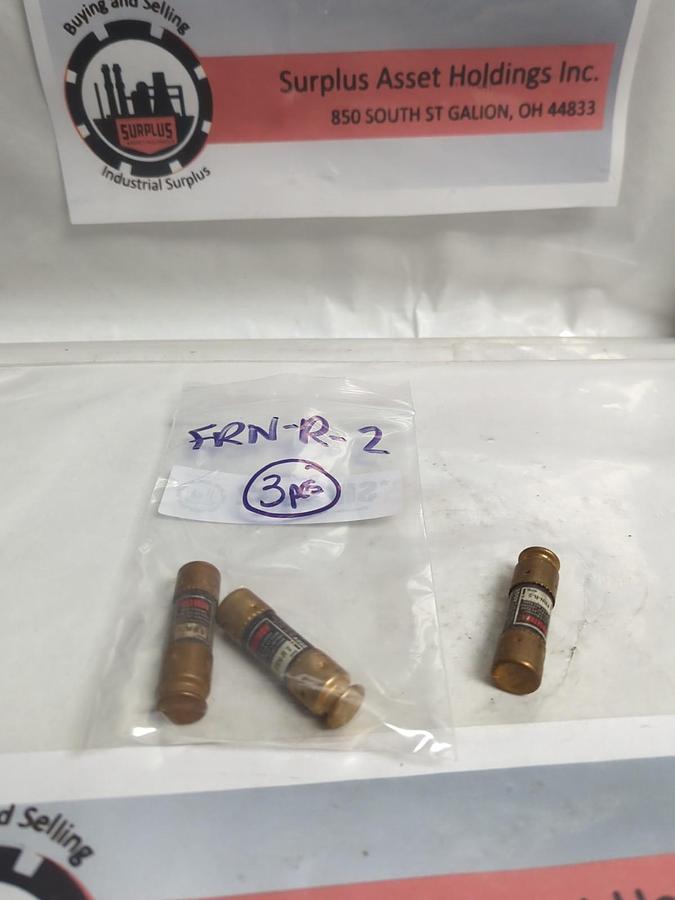 Used COOPER BUSSMANN,FRN-R-2,FUSETRON 2 AMP FUSE LOT OF 3 PRE-OWNED