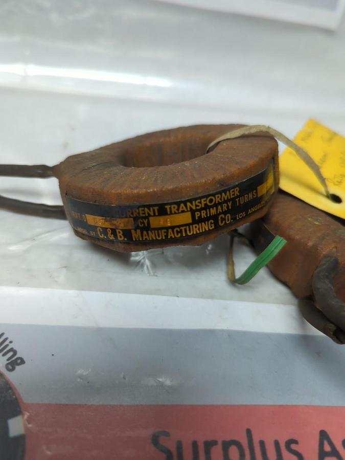 Used C & B,MANUFACTURING,60CY,CURRENT TRANSFORMER 50%/5. PRIMARY TURNS 1 LOT OF 2