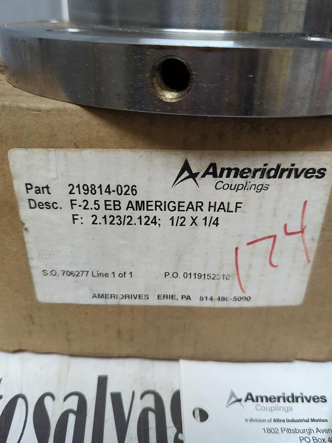 AMERIDRIVES,219814-026 F-2.5 EB,AMERIGEAR HALF F:2.123/2.124;1/2X1/4 COUPLING