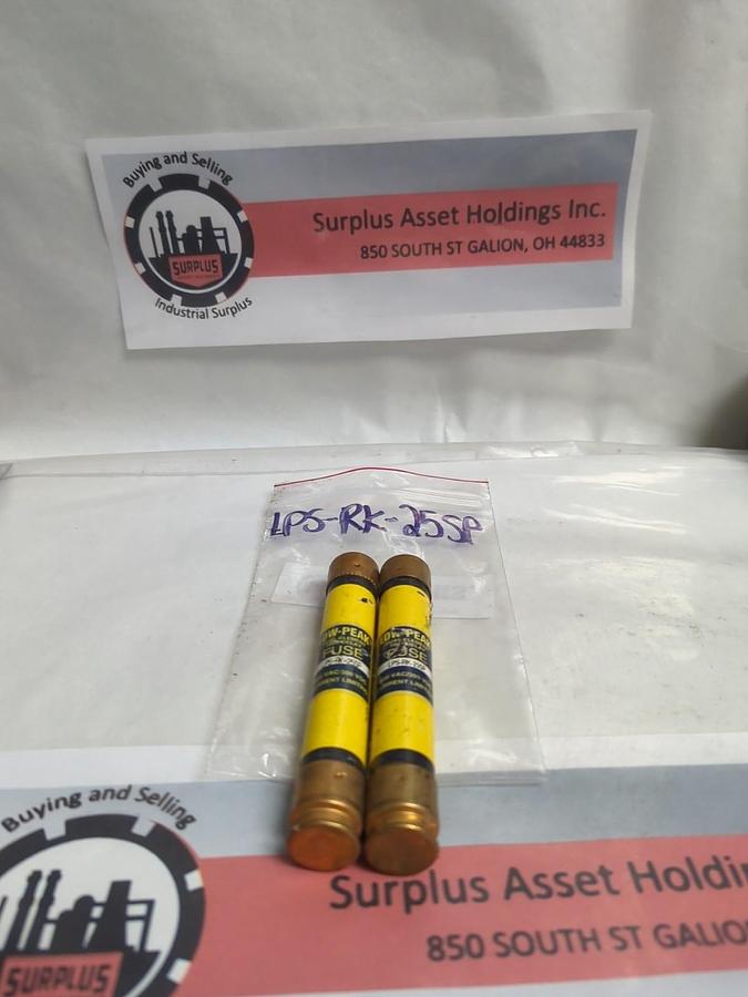 Used COOPER BUSSMANN,LPS-RK-25SP,LOW-PEAK 25 AMP FUSE LOT OF 2 PRE-OWNED