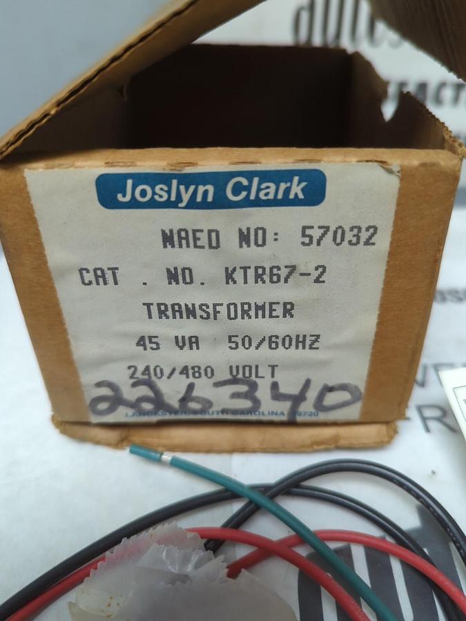 JOSLYN CLARK,KTR672,TRANSFORMER 45VA 240/480 VOLT .045 KVA NOS