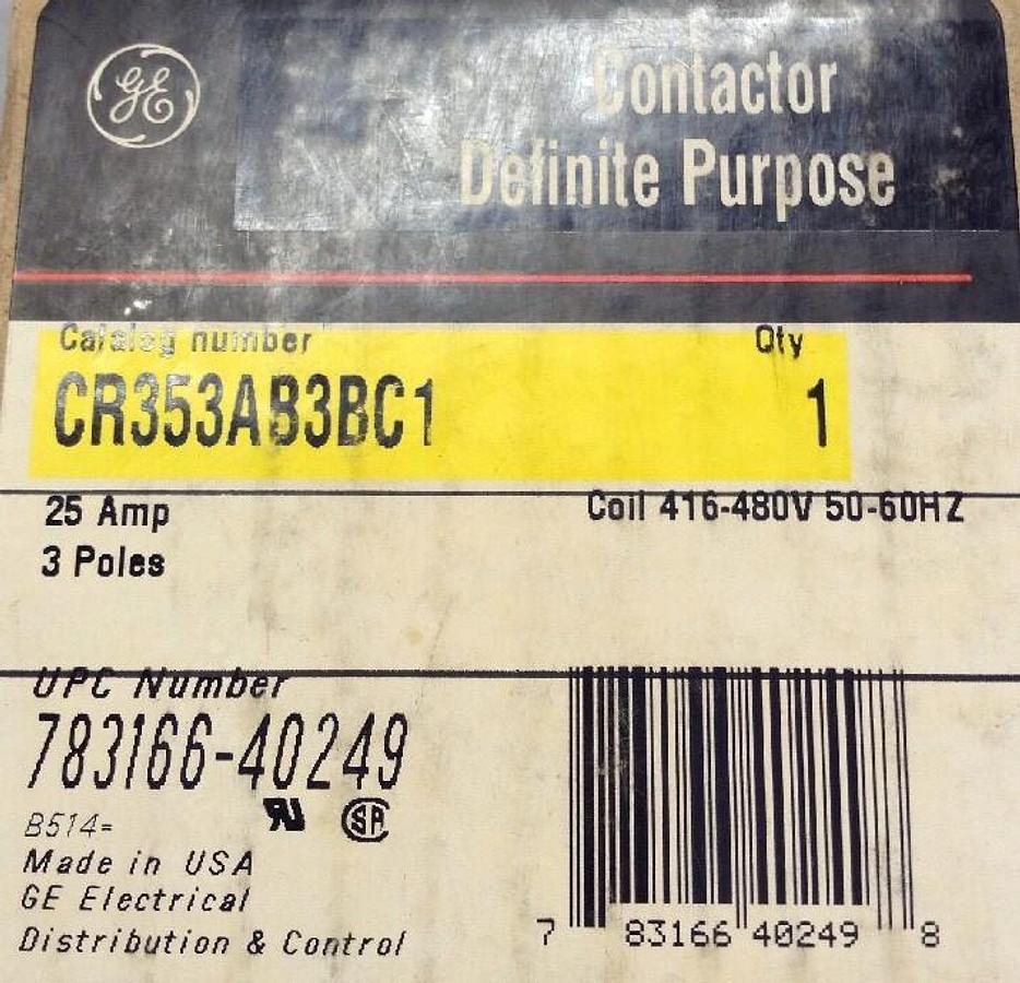 GE,CR353AB3BC1,Contactor Definite Purpose 25A 3 Pole LOT OF 2