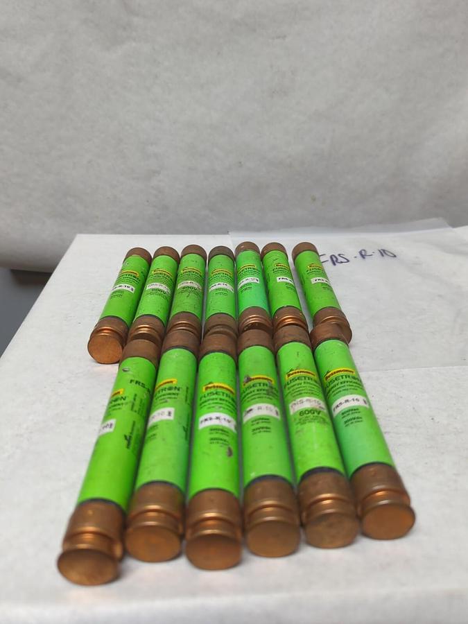 Used COOPER BUSSMANN,FRS-R-10,FUSETRON ENERGY EFFICIENT 10 AMP FUSE LOT OF 13 USED