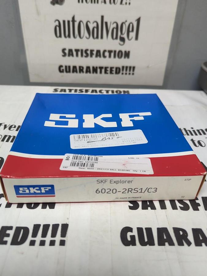SKF,6020-2RS1/C3,DEEP FROOVE BALL BEARING 100MMX150MM NOS
