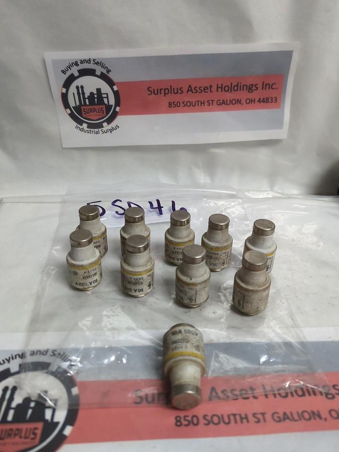 Used SIEMENS,5SD46,BOTTLE FUSE 50 AMP LOT OF 10 PRE-OWNED