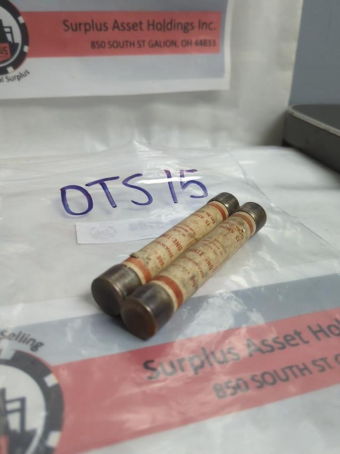 Used GOULD SHAWMUT,OTS 15,ONE-TIME 15 AMP FUSE LOT OF 2 PRE-OWNED