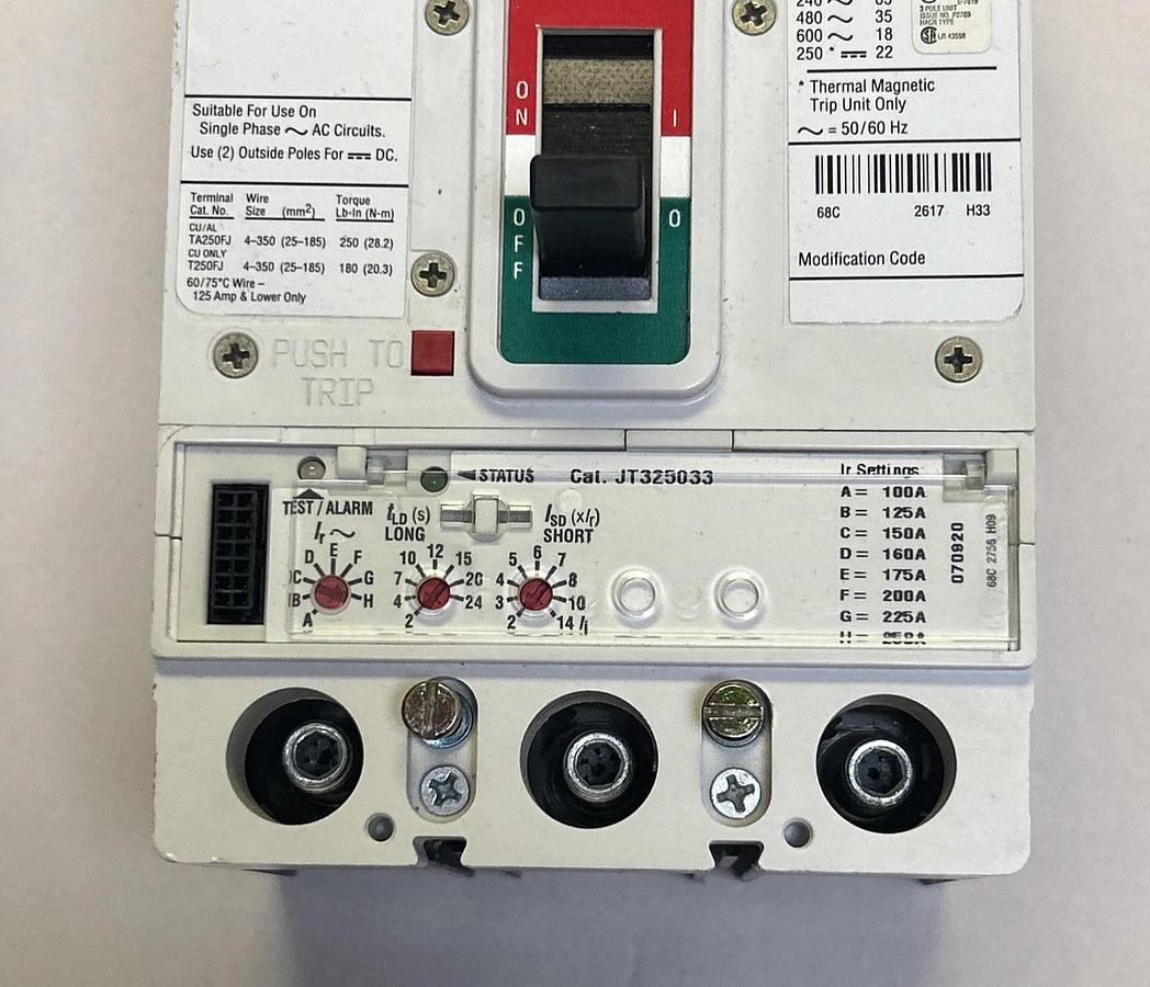 Used EATON,JGS3250NN,CIRCUIT BREAKER 250A 6000V 3P