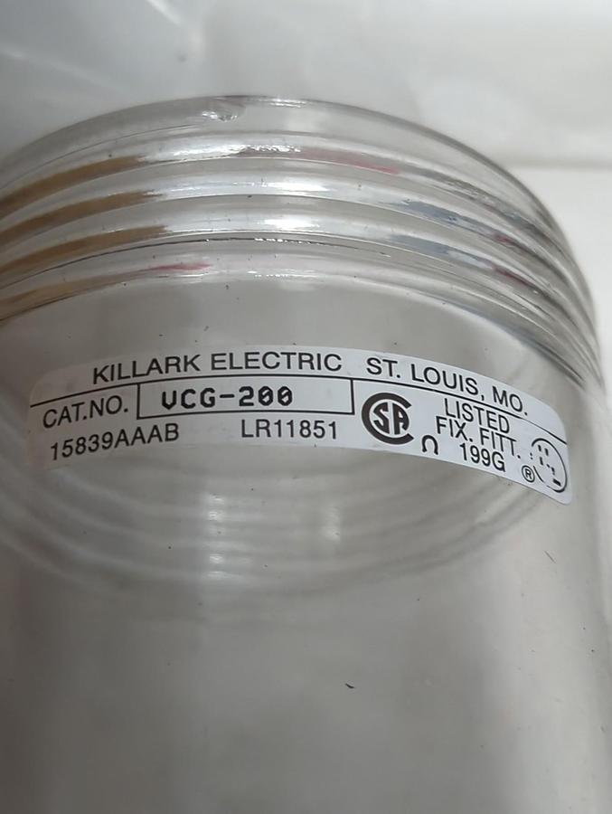KILLARK,VCG-200,CLEAR GLASS GLOBE FOR USE WITH KILLARK V SERIES FIXTURES NOS