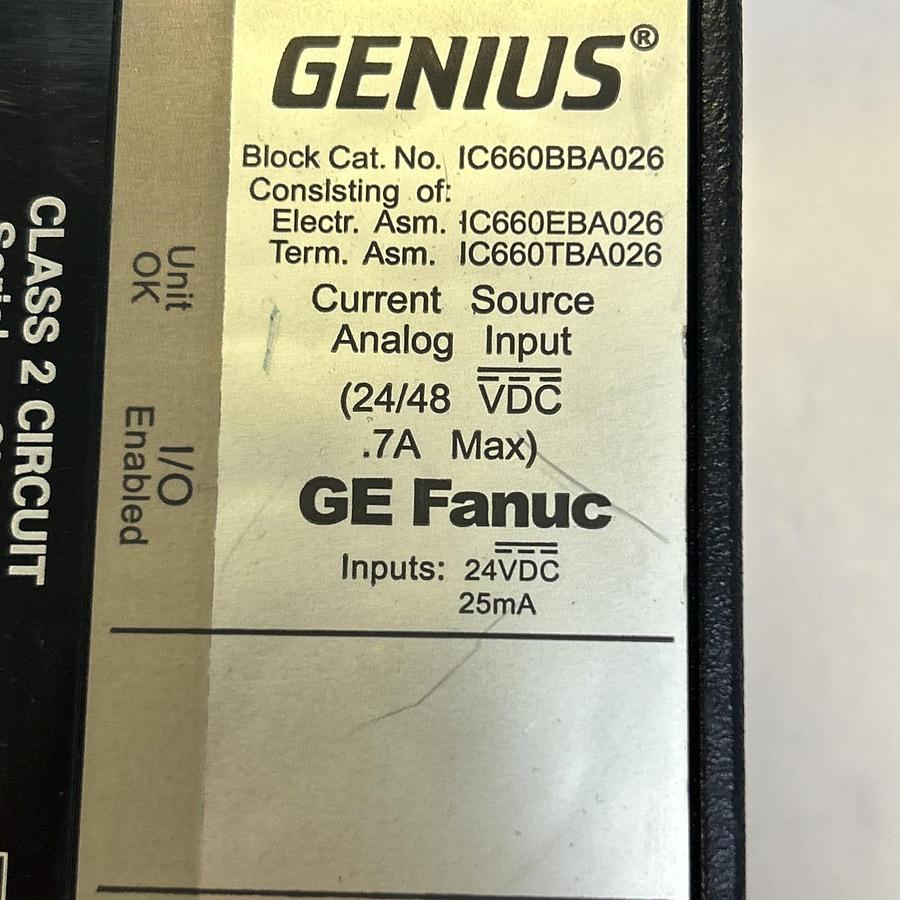 Used GE FANUC,IC660BBA026,CURRENT SOURCE ANALOG INPUT GENIUS MODULE