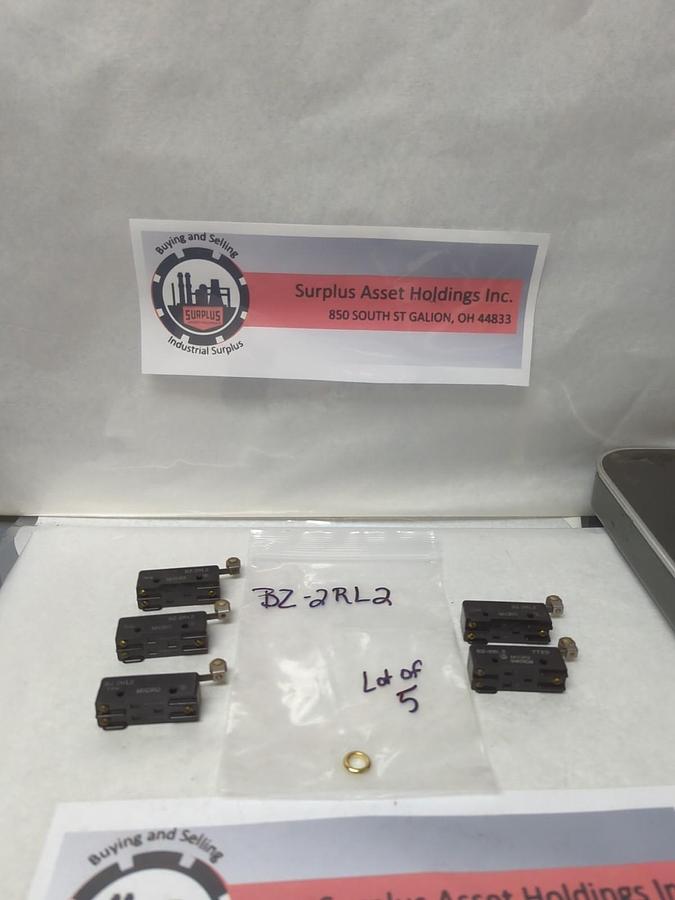 Used HONEYWELL,BZ-2RL2,ROLLER LEVER MICRO SWITCH 15 AMP LOT OF 5 PRE-OWNED