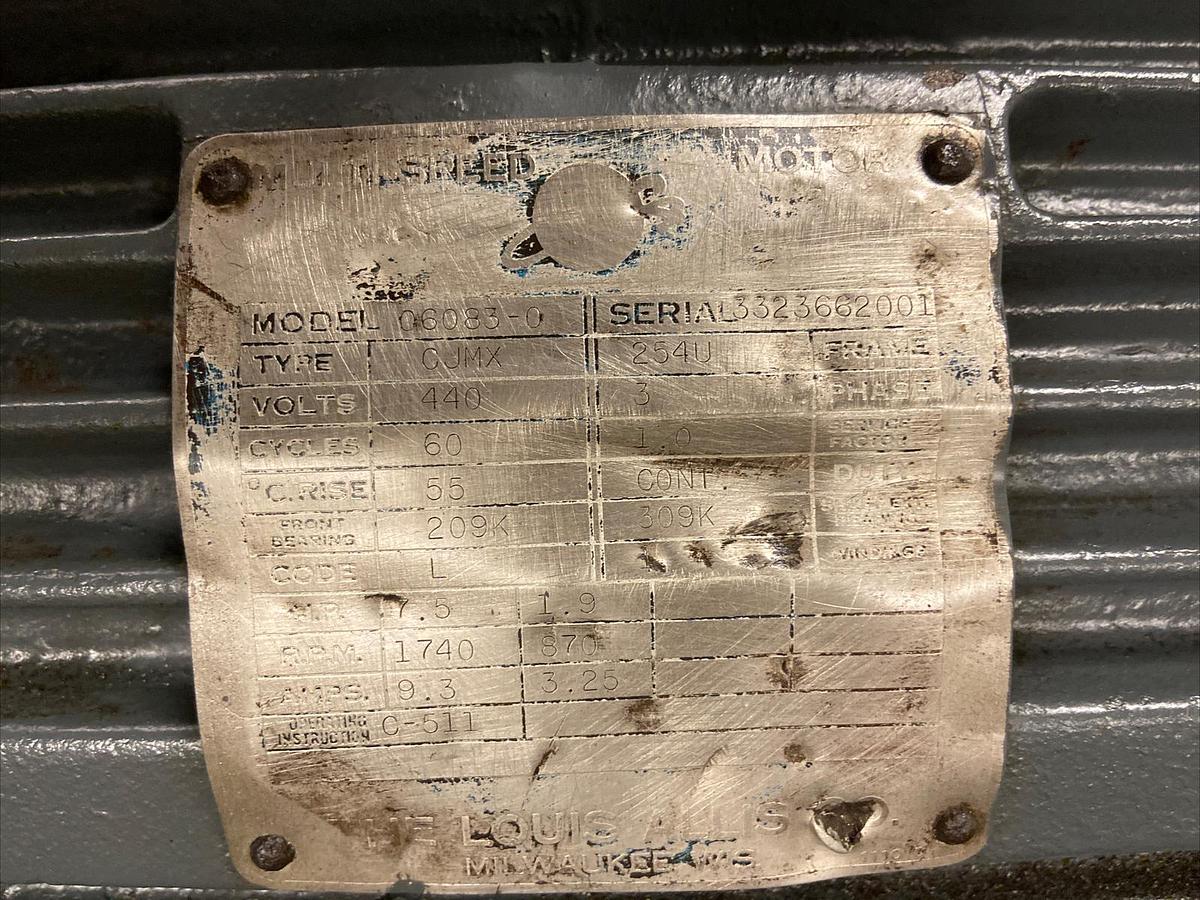 Used Multi-Speed,CJMX,7.5Hp Motor 1740RPM 440V Frame 254U