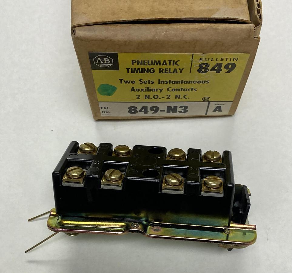 Used ALLEN BRADLEY,849-N3,SER A PNEUMATIC TIMING RELAY AUXILIARY CONTACT NEW