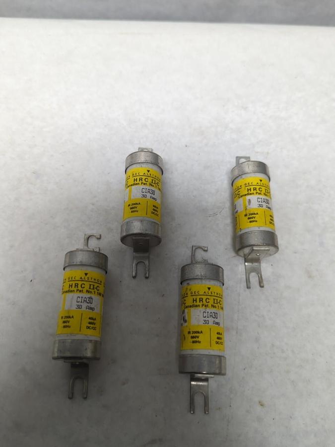 Used GEC ALSTHOM,CIA30,BOLT ON FUSE 30 AMP LOT OF 4 PRE-OWNED