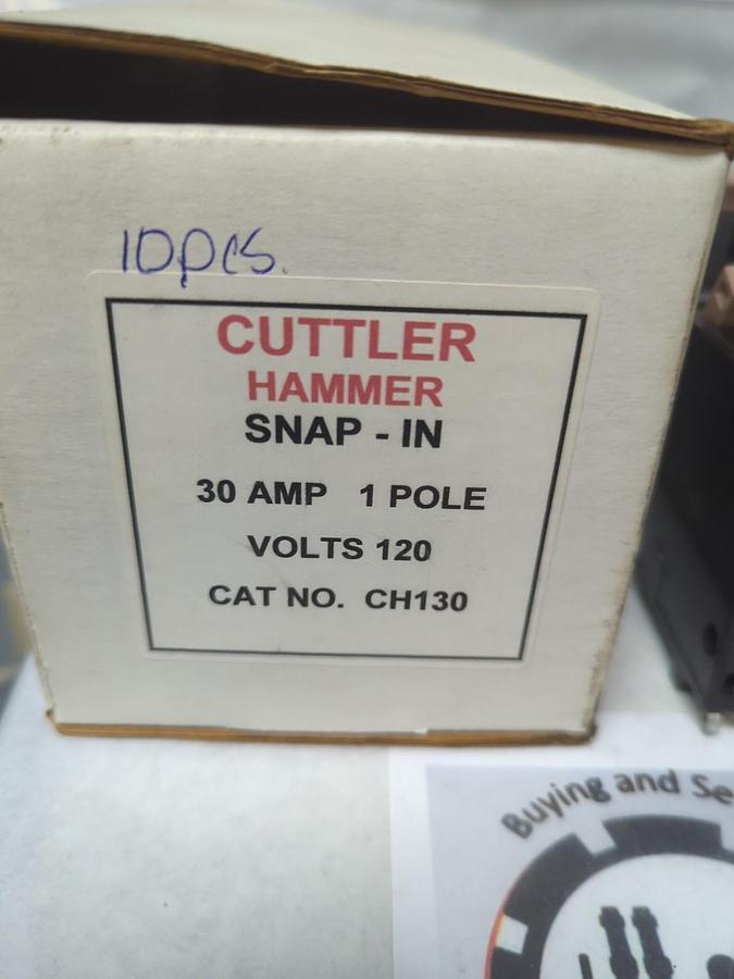 Used CUTLER-HAMMER,CH130,CIRCUIT BREAKER 30 AMP 1-POLE LOT OF 10 PRE-OWNED
