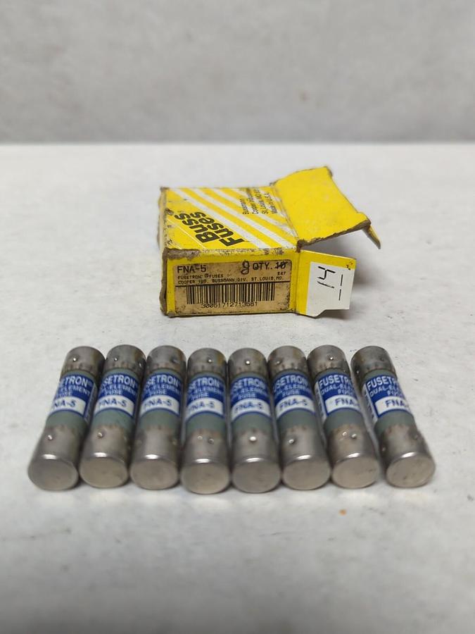 COOPER BUSSMANN,FNA-5,FUSETRON 5 AMP FUSES BOX OF 8 NOS