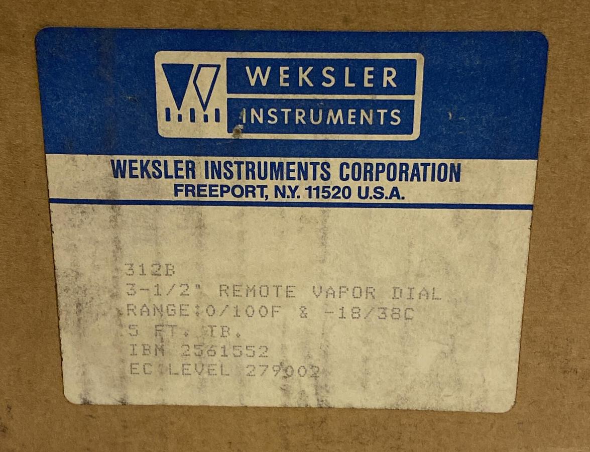 Used Weksler,321B,Remote Vapor Dial 3-1/2 INCH NOS