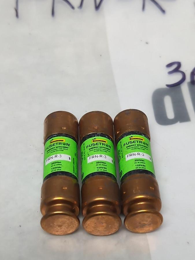 COOPER BUSSMANN,FRN-R-3,FUSETRON 3 AMP FUSE LOT OF 3 NOS